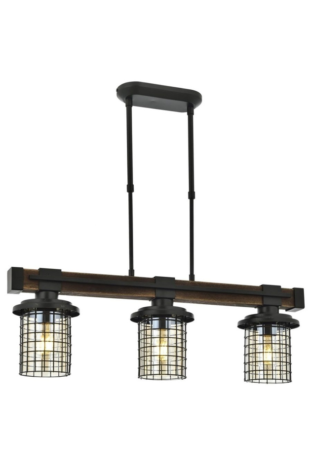 Chandelier 3-Light Wood Black