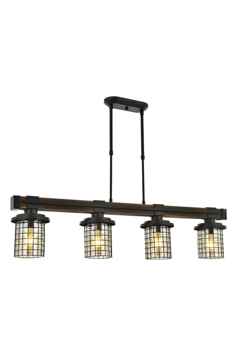 Chandelier 4-Light Wood Black
