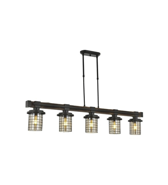 Chandelier 5-Light Wood Black