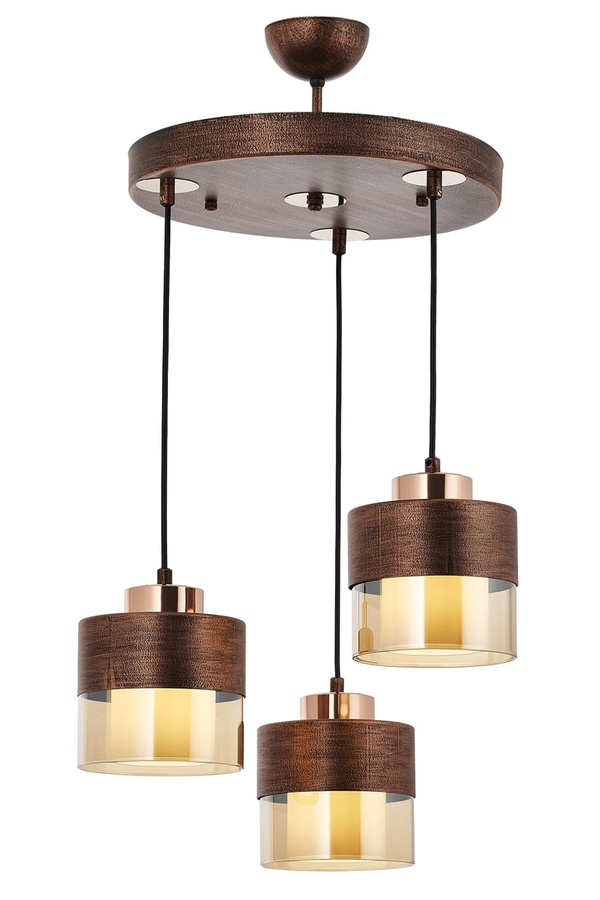 Chandelier 3-Light Glass Copper