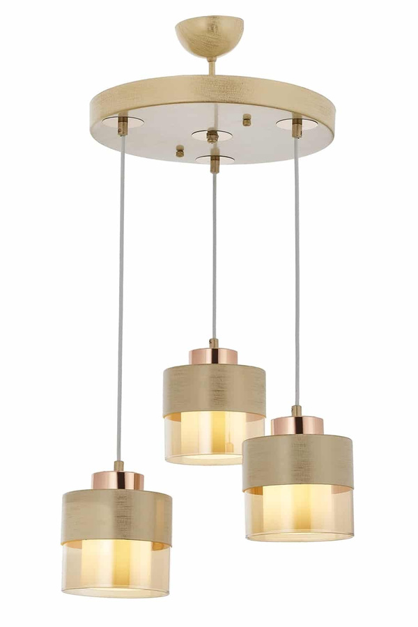 Chandelier 3-Light Glass Cream