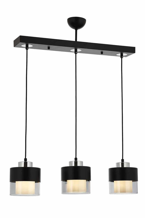 Chandelier 3-Light Glass Black