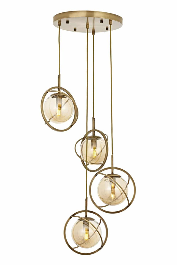 Chandelier 4-Light Glass Antique