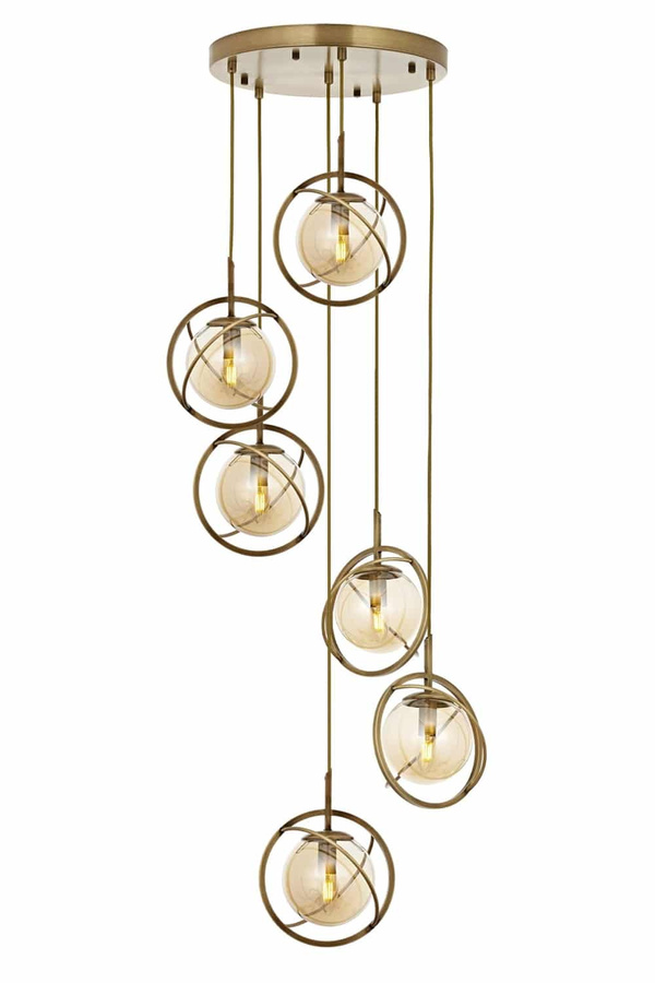 Chandelier 6-Light Glass Antique