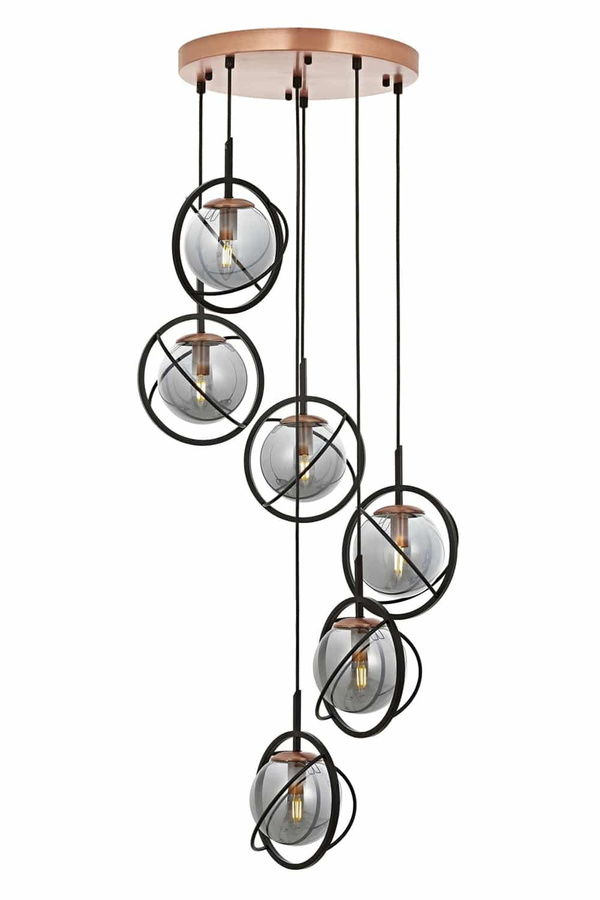 Chandelier 6-Light Glass Black