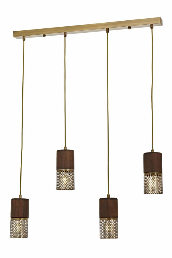 Chandelier 4-Light Wood Antique