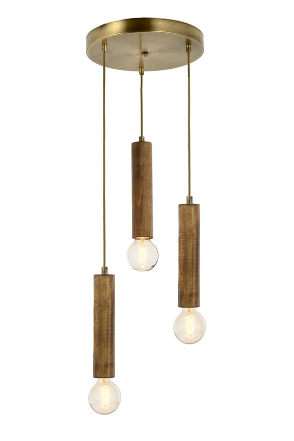 Chandelier 3-Light Wood Antique