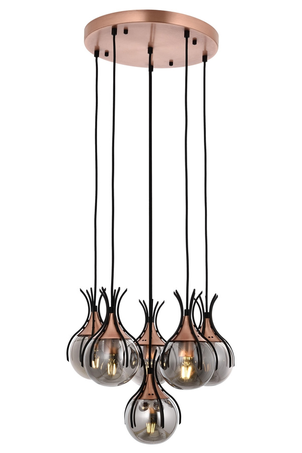 Chandelier 6-Light Glass Black