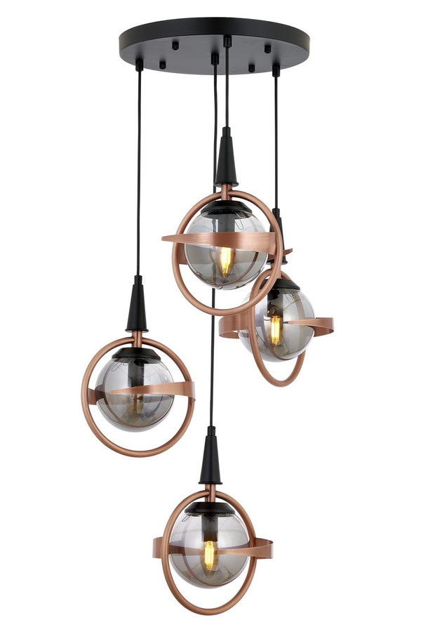 Chandelier 4-Light Glass Black-White