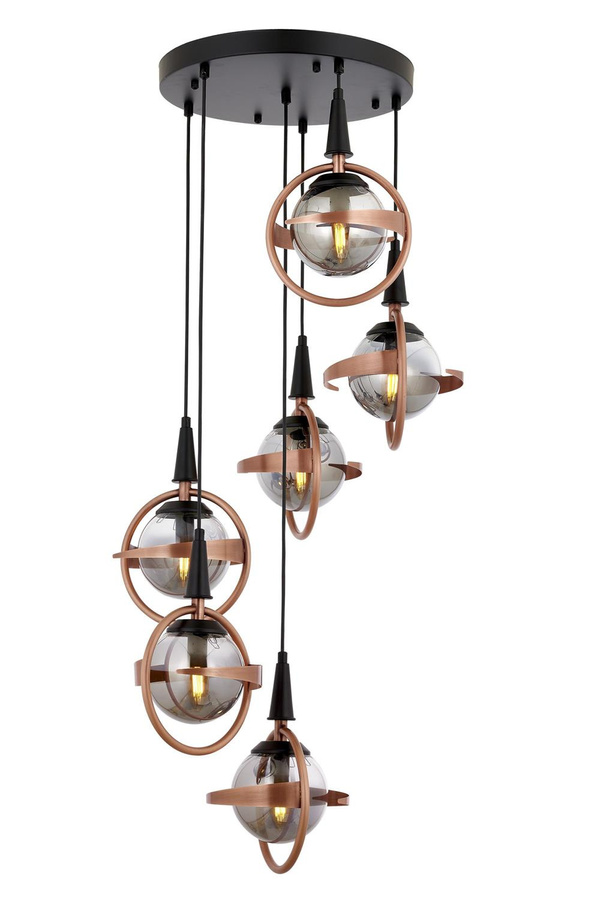 Chandelier 6-Light Glass Black-White