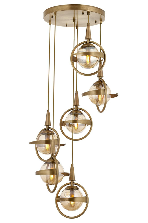 Chandelier 6-Light Glass Antique