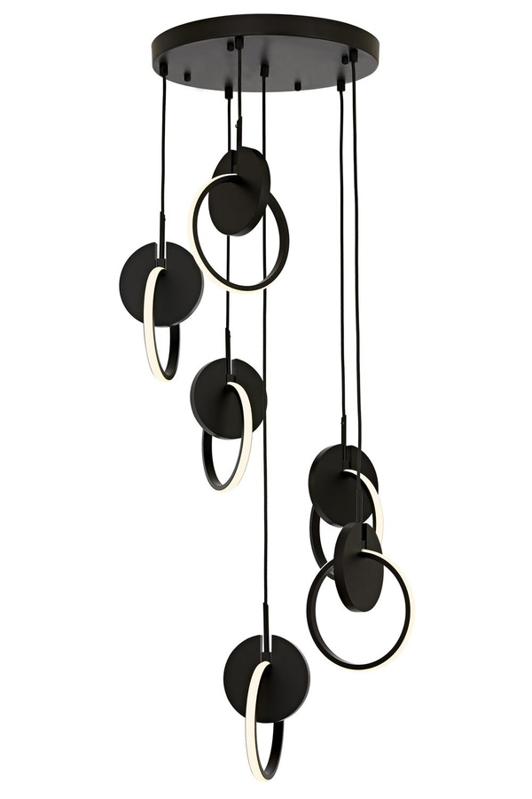 Chandelier 6-Light Wood Black